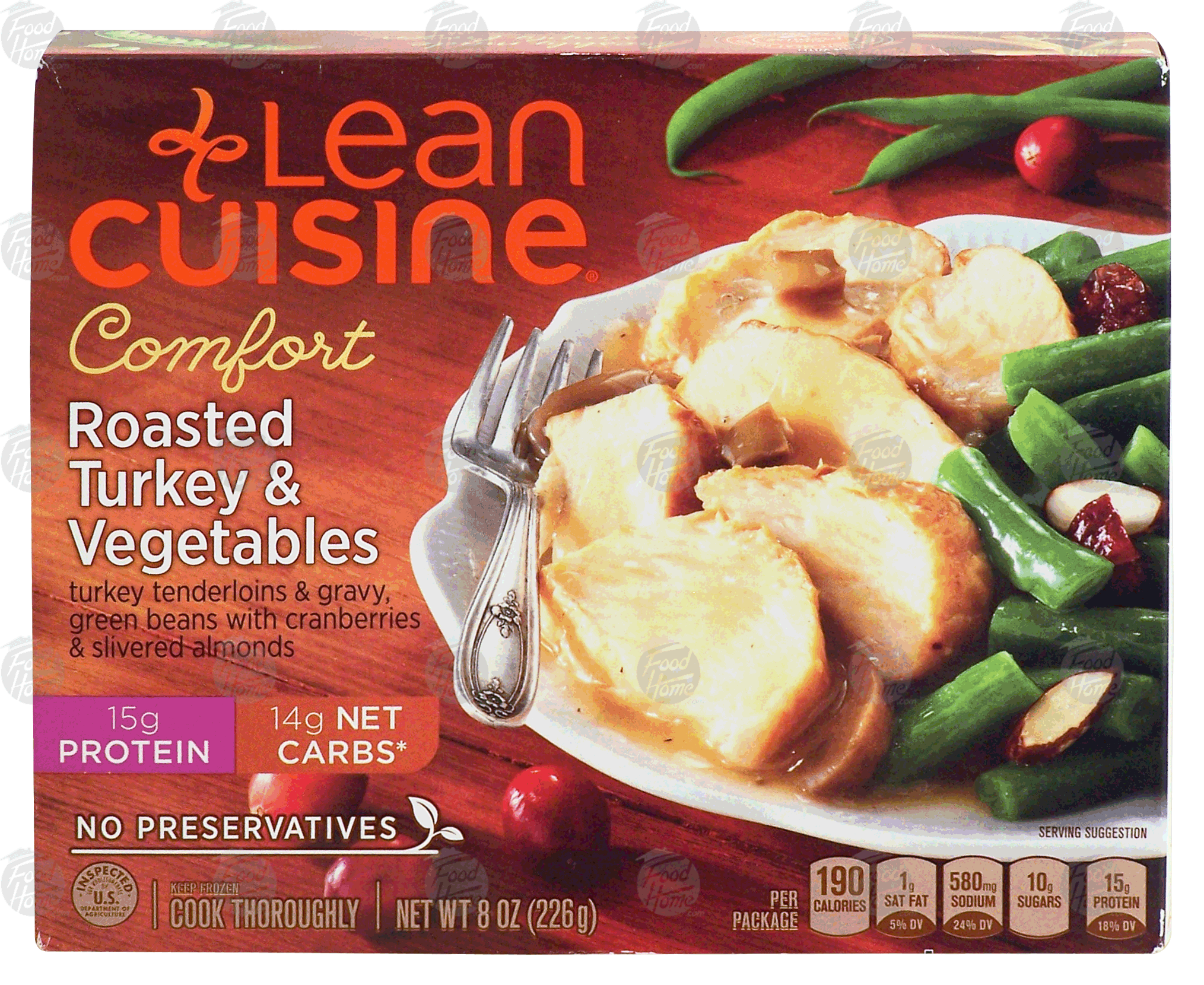 Stouffer's Lean Cuisine comfort; roasted turkey & vegetables; turkey & gravy, green beans w/cranberries & slivered almonds Full-Size Picture